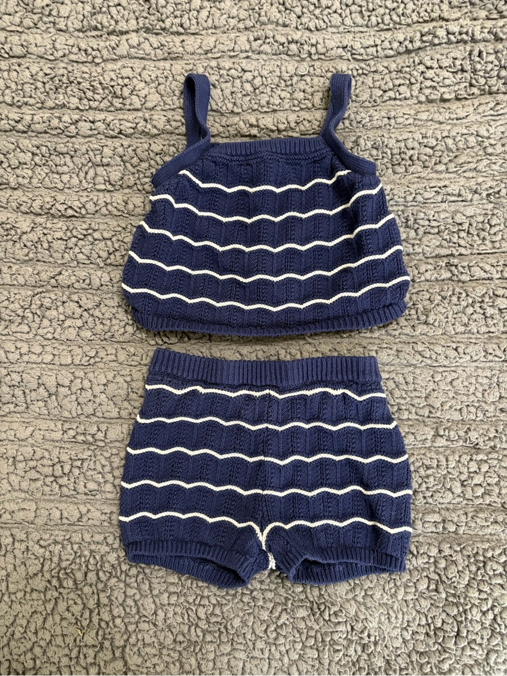 CAT & JACK | Navy and White Striped Sweater Tank & Shorts Matching Set
